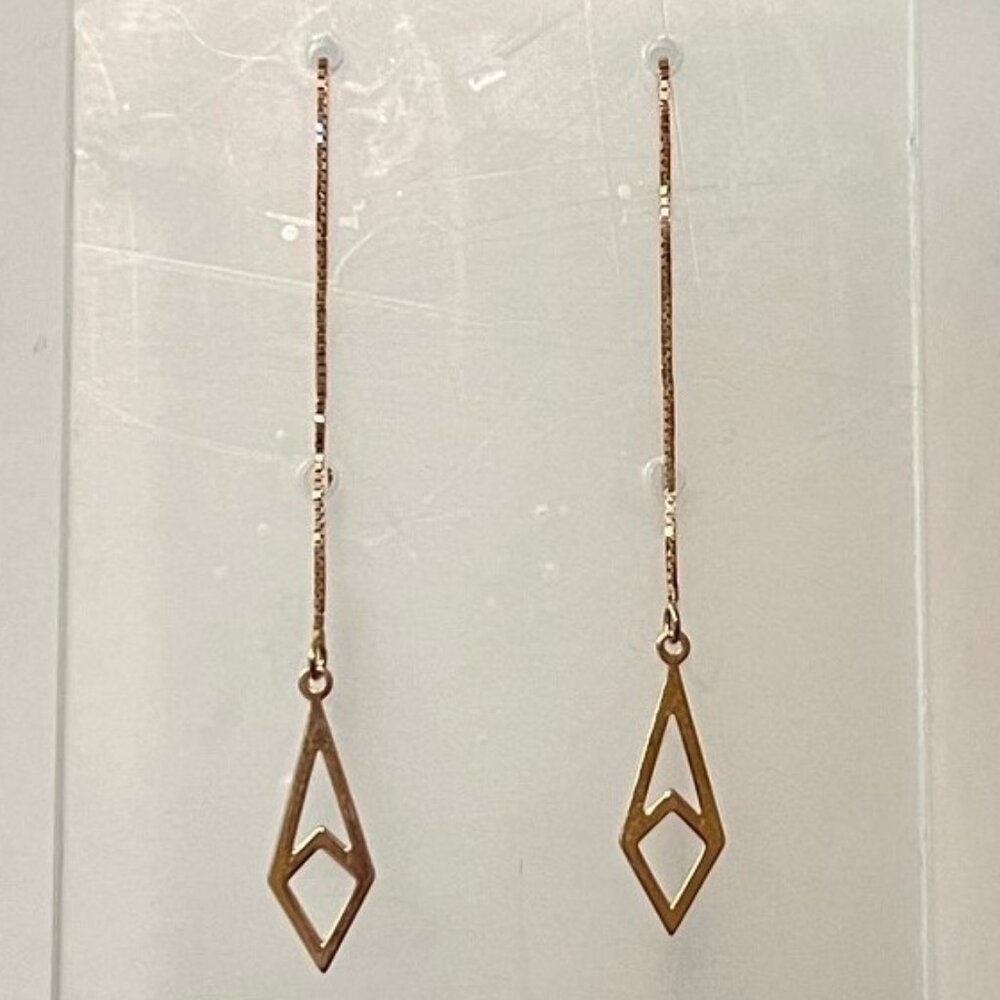 Rose gold threader dangle drop earrings 14KT EUC/rarely worn